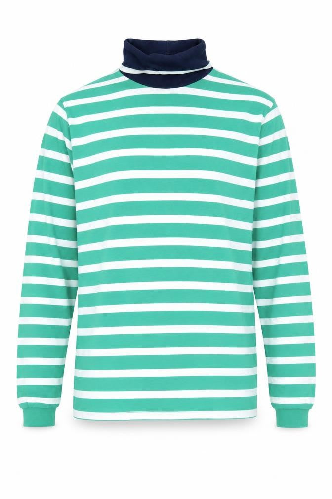 Lands' End Men's Green Striped Pullover Sweatshirt, M