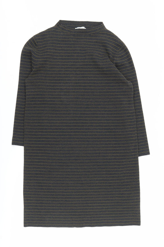 Great Plains Women's Black Striped Long Sleeve Dress M
