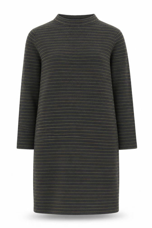 Great Plains Women's Black Striped Long Sleeve Dress M