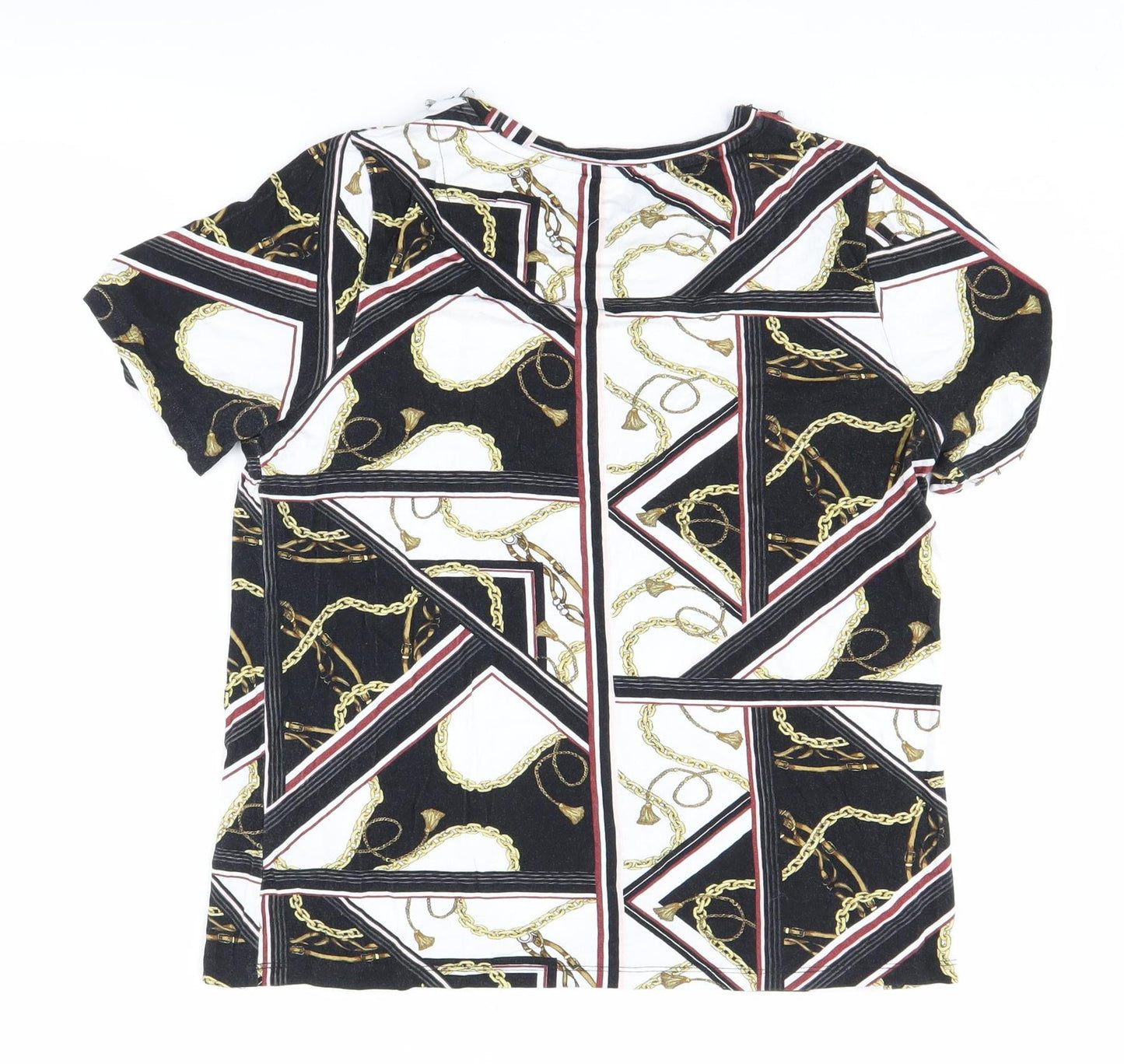 River Island Women's Black Geometric Beaded T-Shirt, Size 12