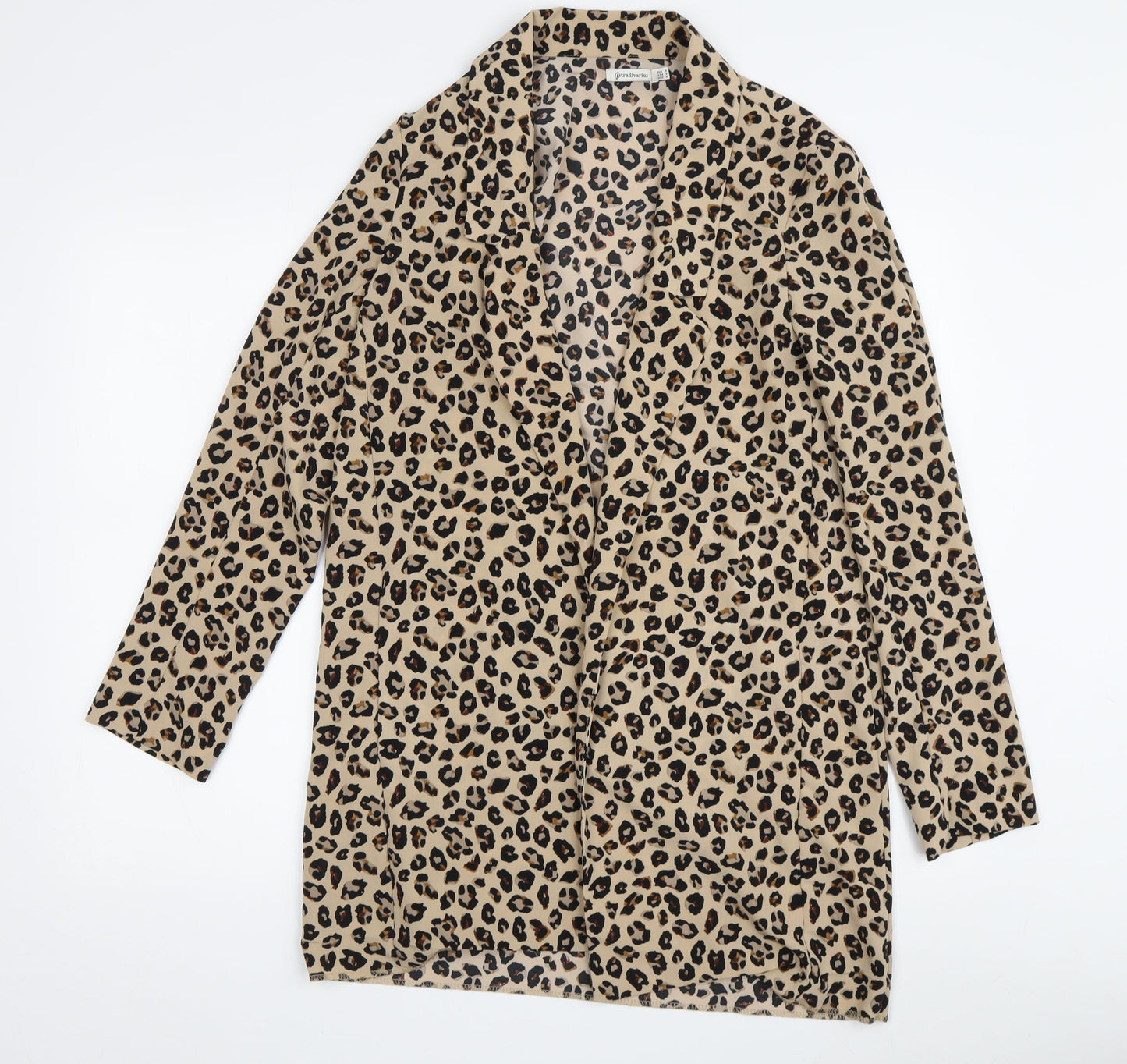 Stradivarius Women's Beige Animal Print Coatigan Size 10