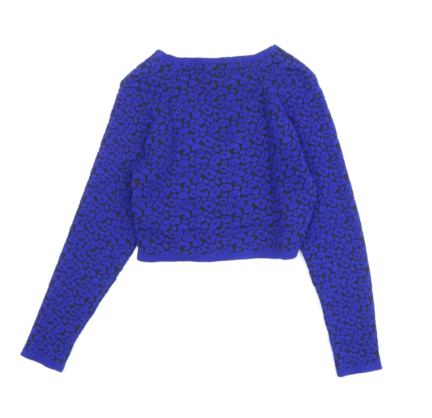 Topshop Women's Blue Animal Print Slim Fit Pullover Jumper Size 10