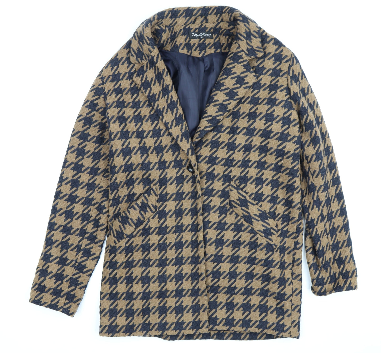 Miss Selfridge Women's Multicoloured Check Coat Size 12