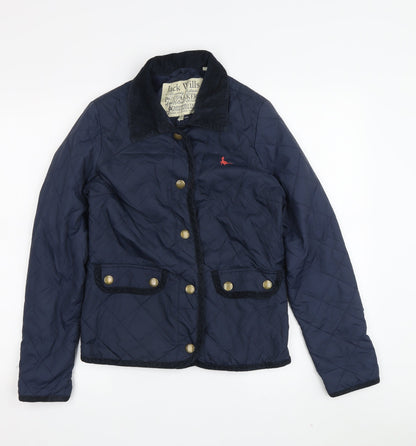 Jack Wills Women's Quilted Jacket Blue Size 8