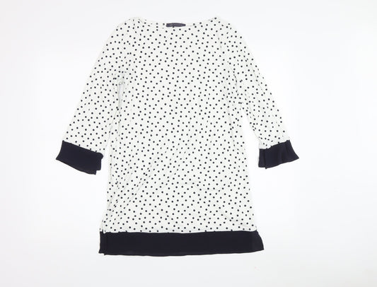 Marks and Spencer Women's White Polka Dot Blouse, Size 6