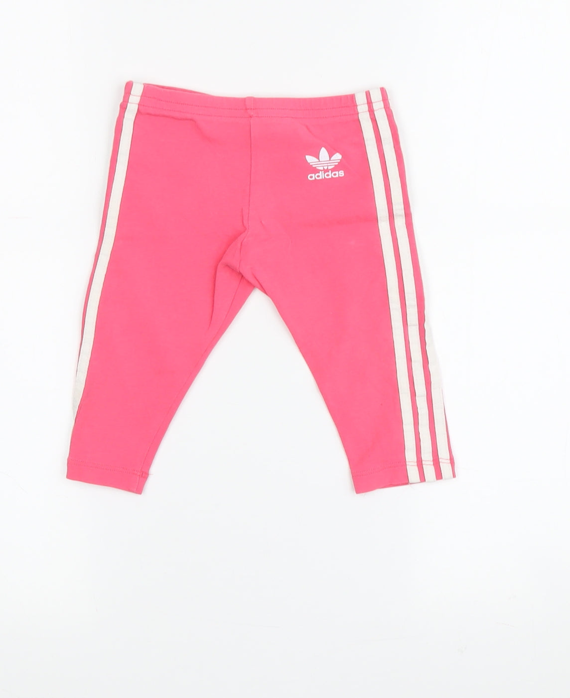 Additional front view of Adidas girls’ pink jogger trousers - 9 months, side stripe