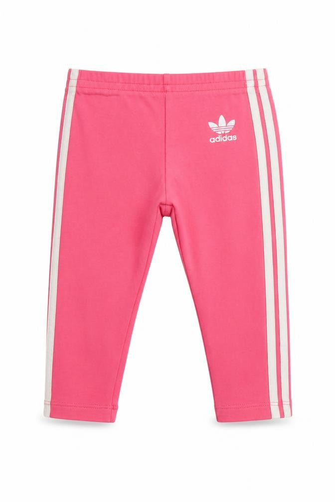 Front view of Adidas girls’ pink jogger trousers - 9 months, side stripe
