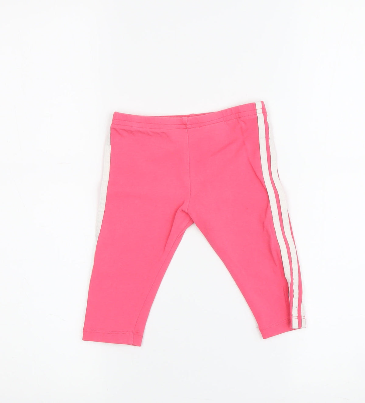 Back view of Adidas girls’ pink jogger trousers - 9 months, side stripe