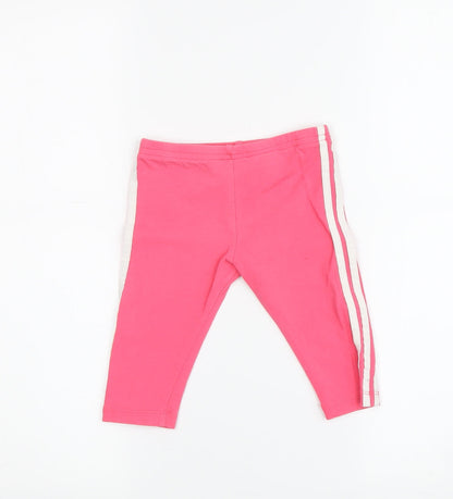 Back view of Adidas girls’ pink jogger trousers - 9 months, side stripe