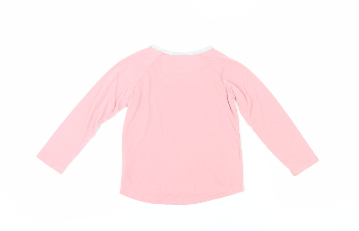 Back view of DKNY girls’ pink long sleeve t-shirt, size 5, pullover style