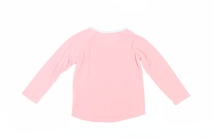 Back view of DKNY girls’ pink long sleeve t-shirt, size 5, pullover style