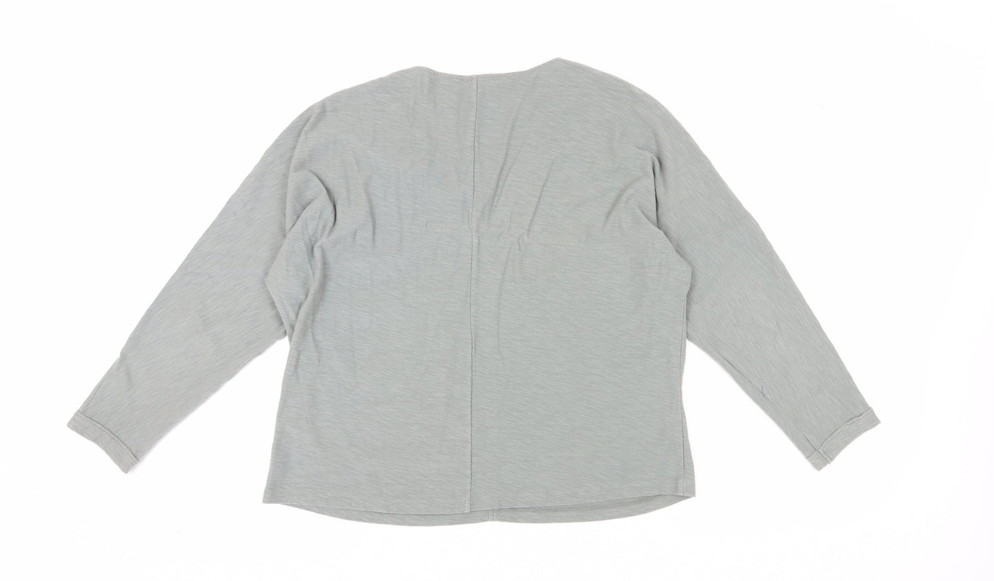 Massimo Dutti Women's Grey V-Neck Blouse, Size 10, Cotton