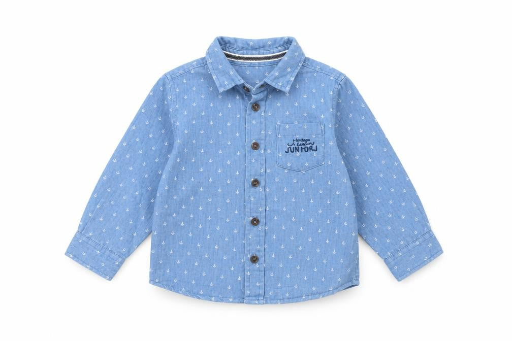 Jasper Conran Boys Blue Anchor Print Button-Up Shirt 2-3 Years