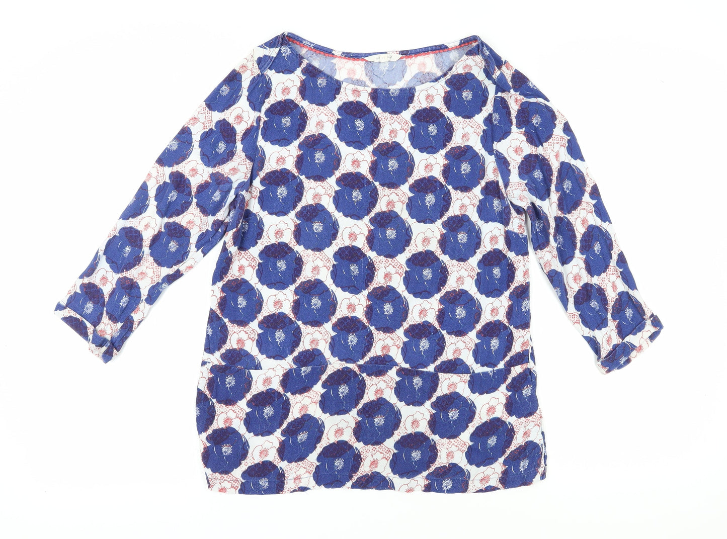 White Stuff Women's Blue Floral Blouse, Size 12