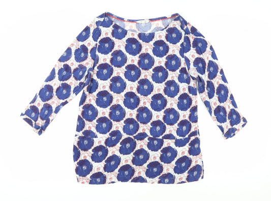 White Stuff Women's Blue Floral Blouse, Size 12