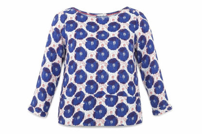 White Stuff Women's Blue Floral Blouse, Size 12