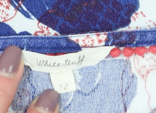 White Stuff Women's Blue Floral Blouse, Size 12