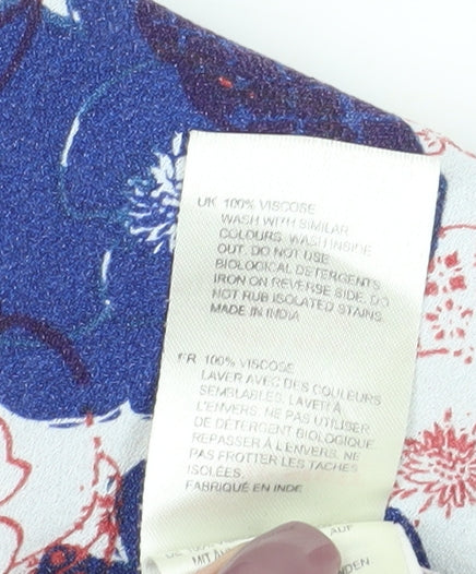 White Stuff Women's Blue Floral Blouse, Size 12