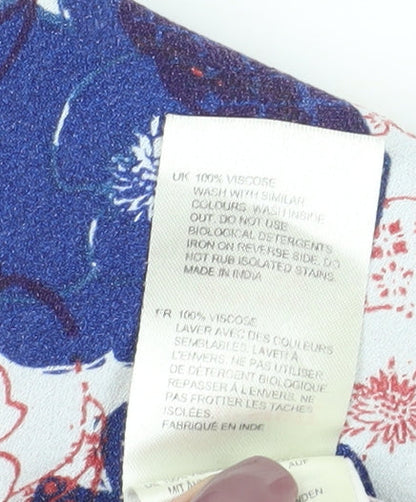 White Stuff Women's Blue Floral Blouse, Size 12
