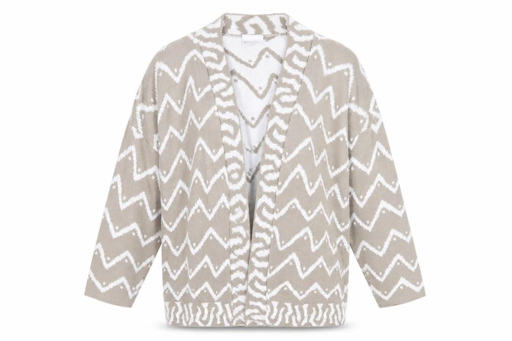 Alexon Women's Beige Cardigan, Size L, Geometric Pattern