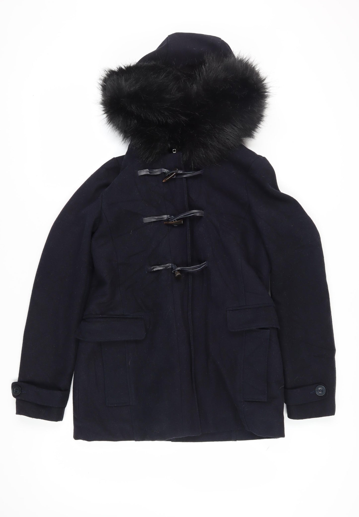 Hush Women's Black Wool Blend Duffle Coat Size 6