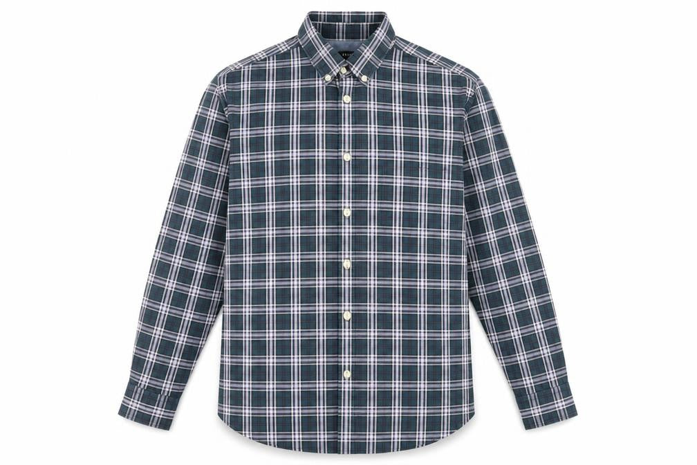 Jaeger Men's Blue Plaid Long Sleeve Shirt Medium