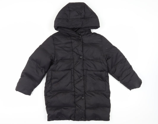 Zara Girls Black Hooded Puffer Jacket Size 8 Winter Coat