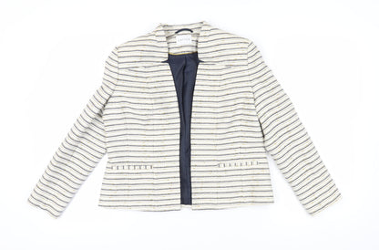 Eastex Womens Ivory Striped Bouclu00e9 Blazer, Size 10