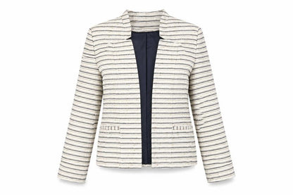 Eastex Womens Ivory Striped Bouclu00e9 Blazer, Size 10