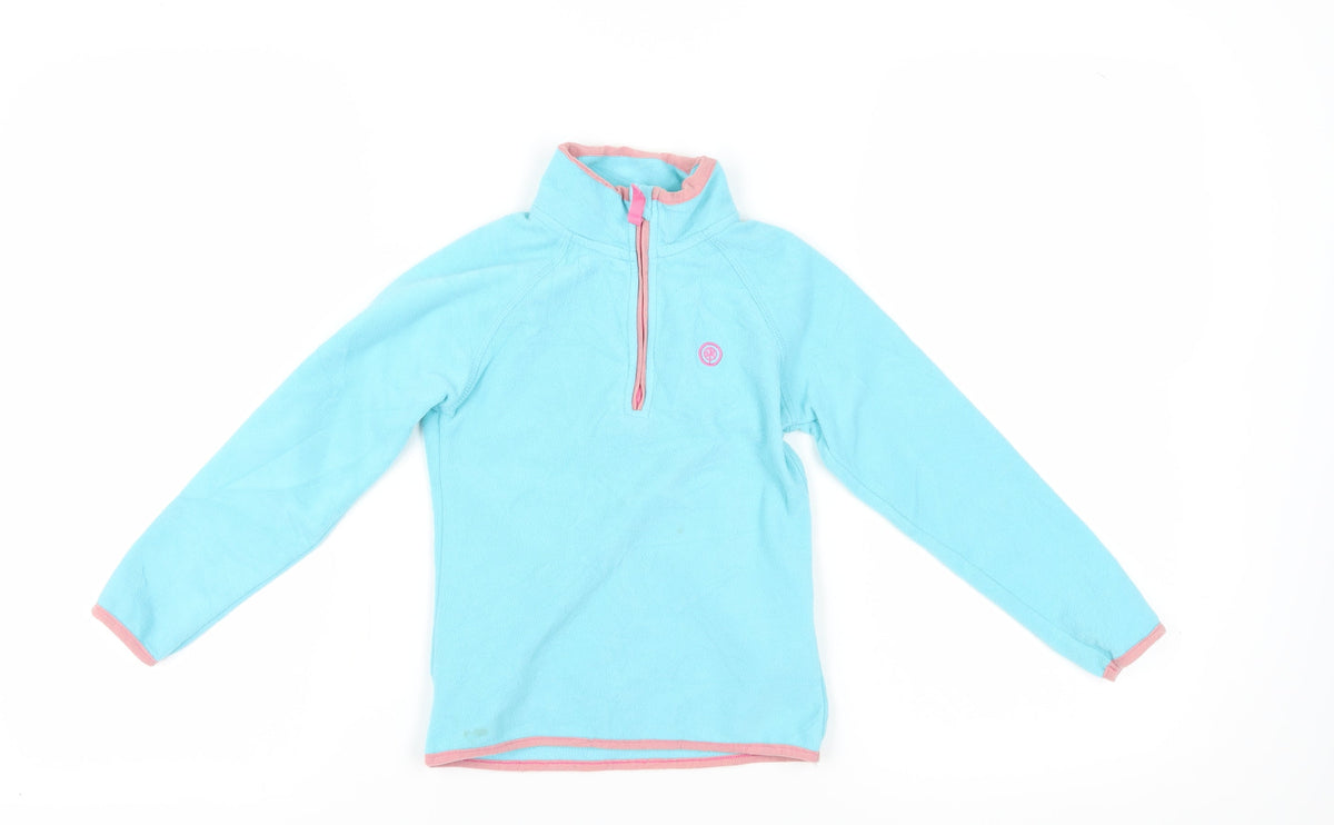 Additional front view of Crane girls’ blue 1/2 zip fleece sweatshirt 5-6 years