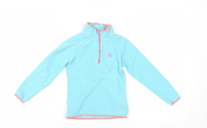 Additional front view of Crane girls’ blue 1/2 zip fleece sweatshirt 5-6 years