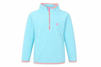 Front view of Crane girls’ blue 1/2 zip fleece sweatshirt 5-6 years