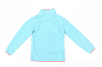 Back view of Crane girls’ blue 1/2 zip fleece sweatshirt 5-6 years