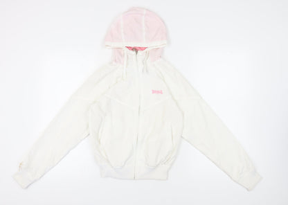 Lonsdale Women's White Hooded Jacket Size 10 Casual