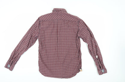 Back view of Vintage Co. Men's Red Check Long Sleeve Shirt L