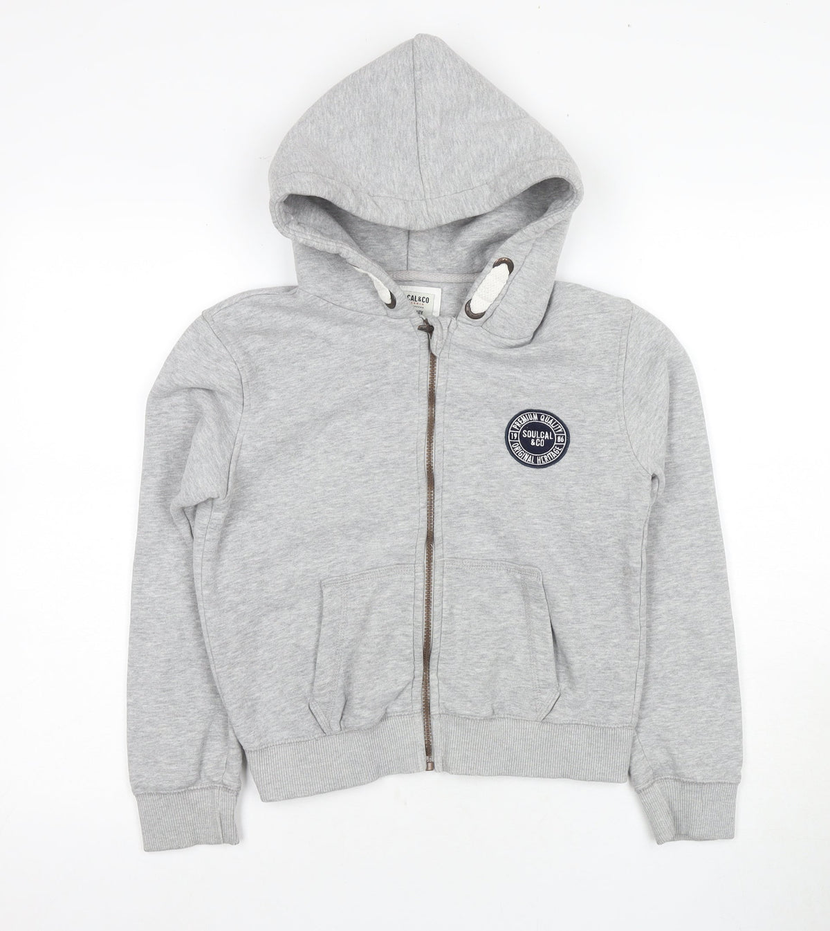 Additional front view of SoulCal boys’ grey full zip hoodie - 13 years, logo accent
