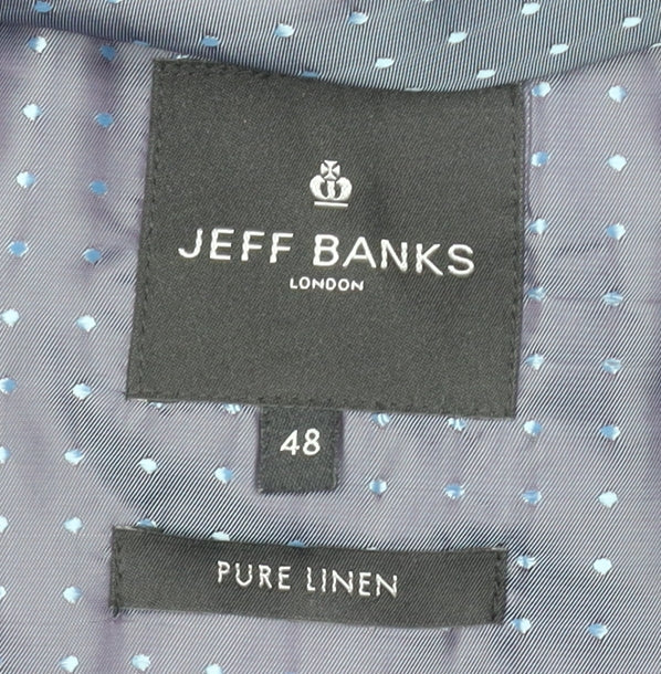 Jeff Banks Men's Blue Linen Blazer 20 Regular Lined