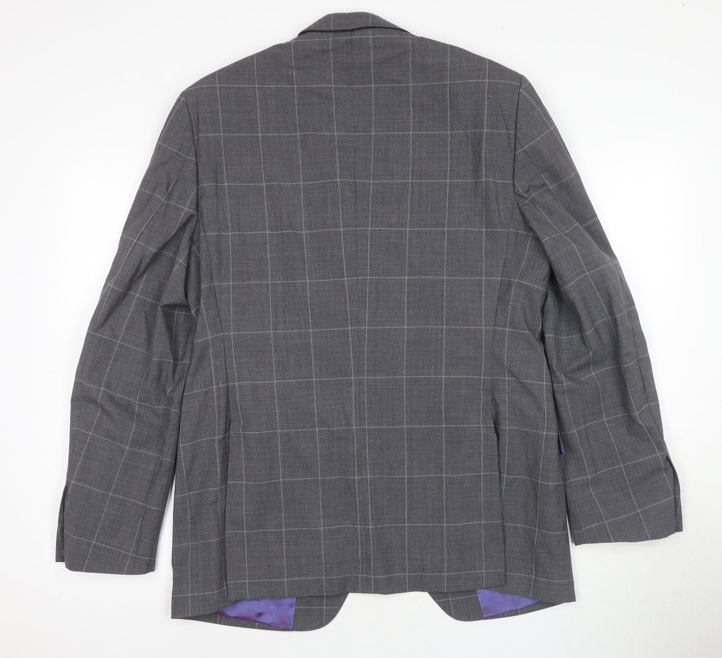 Moss Men's Grey Check Slim Fit Suit, Size 40R