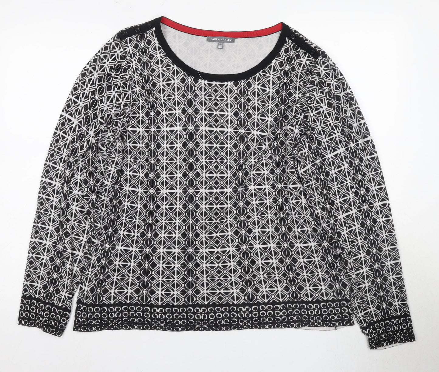 Laura Ashley Women's Black Geometric Blouse Size 20