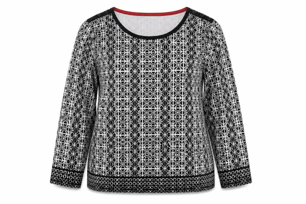 Laura Ashley Women's Black Geometric Blouse Size 20