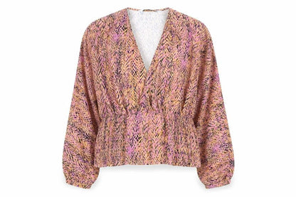 Zara Women's Multicoloured V-Neck Blouse Size M