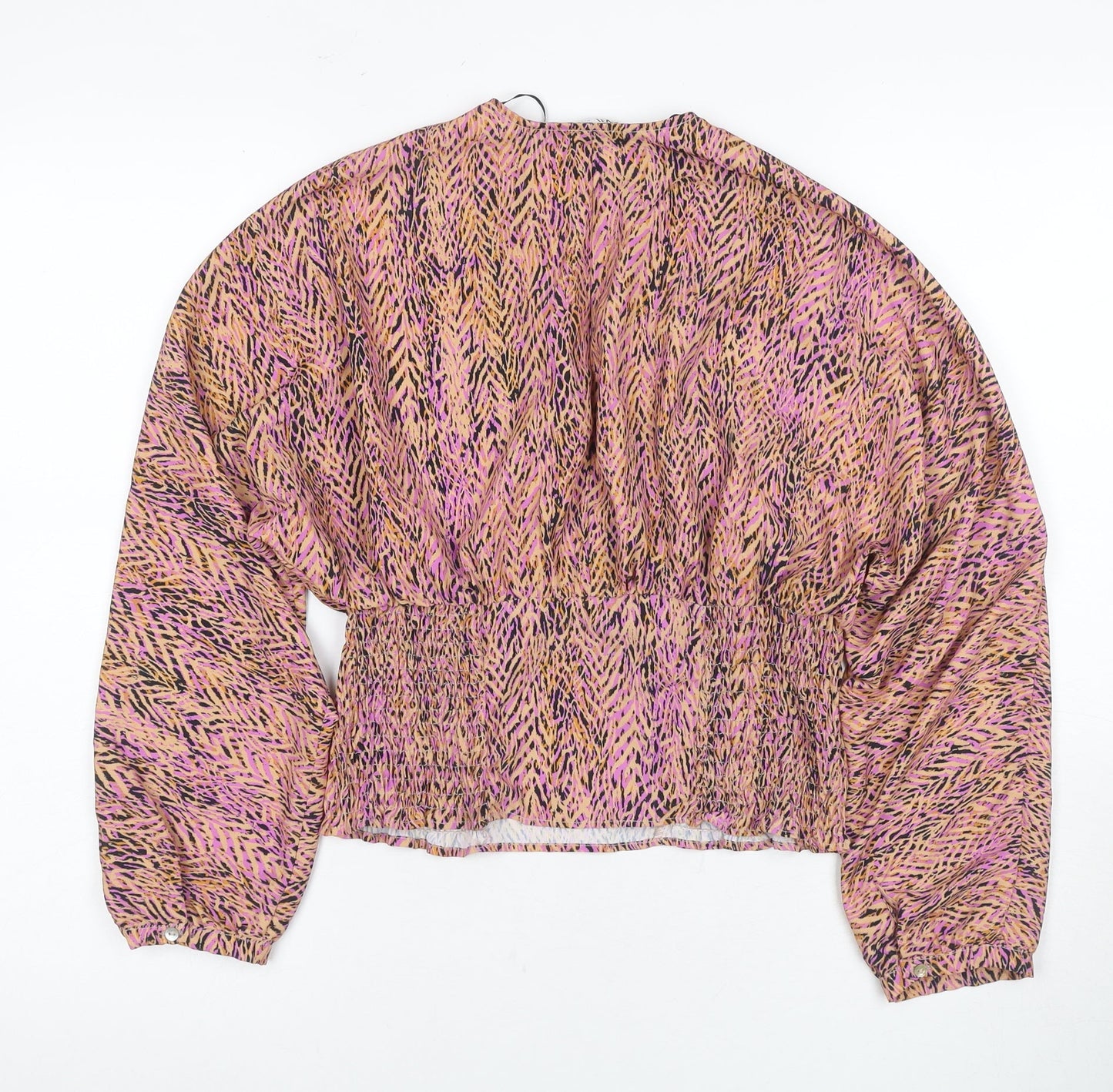 Zara Women's Multicoloured V-Neck Blouse Size M