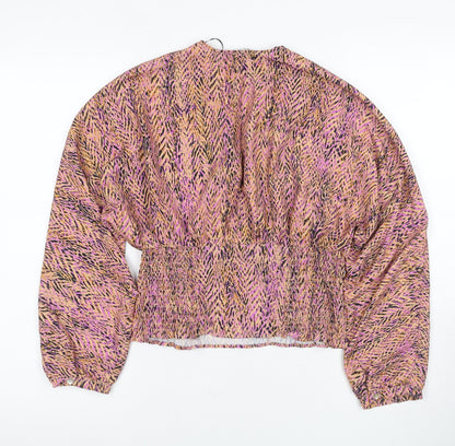 Zara Women's Multicoloured V-Neck Blouse Size M