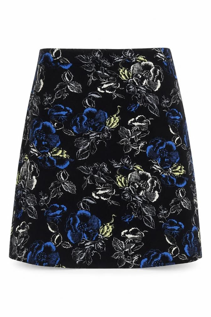 Hobbs Women's Black & Blue A-Line Floral Skirt Size 8