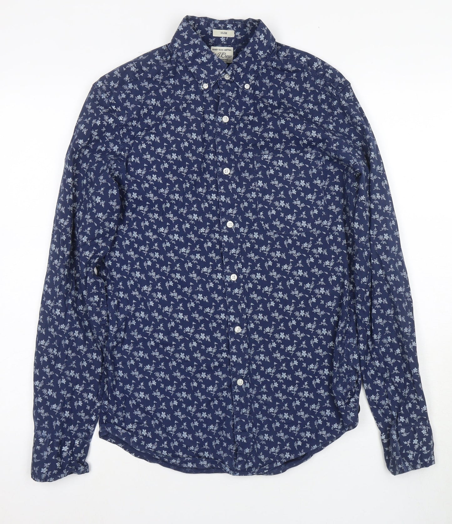 J.Crew Men's Blue Floral Slim Fit Cotton Shirt S