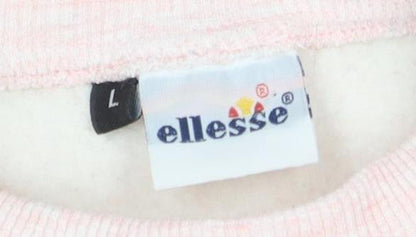 Close-up detail of Ellesse Pink Women's Pullover Sweatshirt, size 7