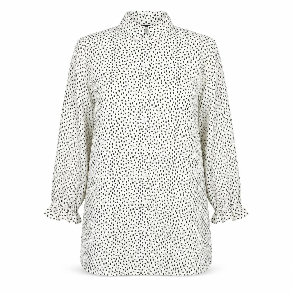 Brave Soul Women's White Polka Dot Button-Up Shirt S