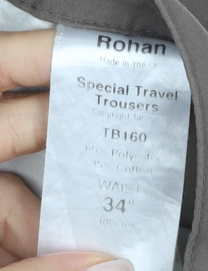 Rohan Women's Brown Travel Trousers Size 34 Straight Fit