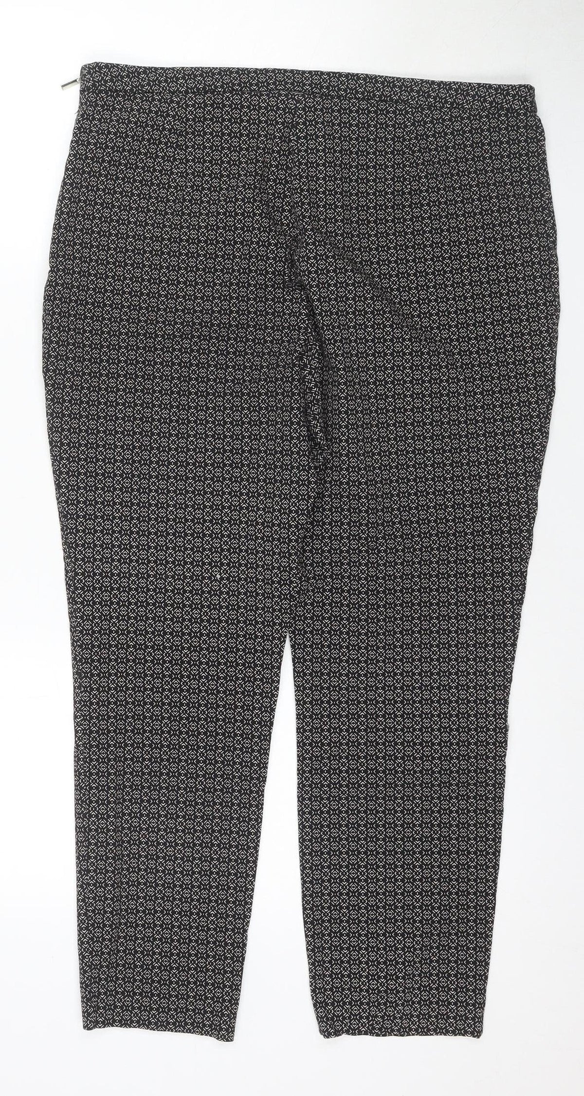 New Look Women's Black Geometric Trousers, Size 16