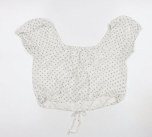 Hollister Women's White Polka Dot Blouse, Size L